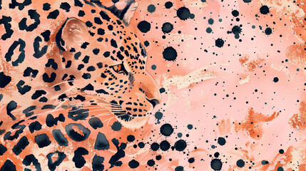 Leopard skin seamless pattern, peach background