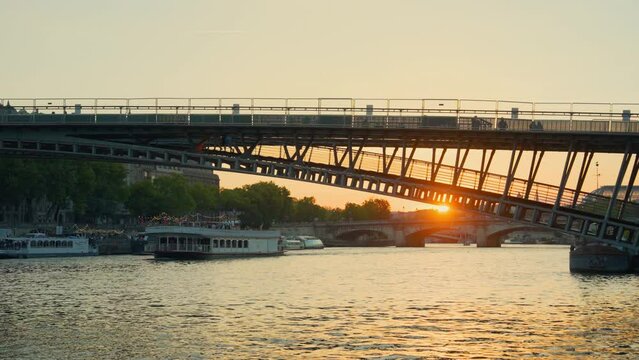 Sunset Behind City Bridge, outdoors