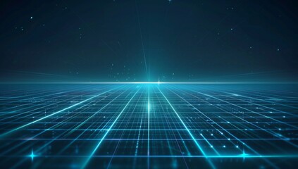 A blue grid with glowing lines on a dark background, a futuristic digital landscape background Generative AI