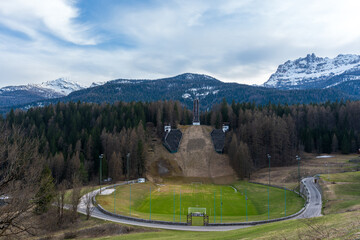 Olympic trampoline Italy was inaugurated in 1923, disused since 1990 in Cortina d'Ampezzo, Veneto...