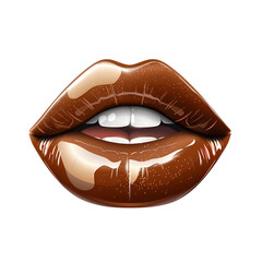 Brown Colorful Lips Clipart