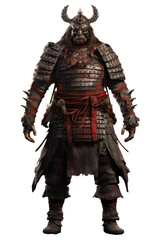 full body Daimyo samurai PNG Japan ninja Warrior isolated on white and transparent background - Shogun character Bushido game asset concept