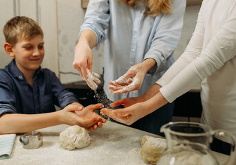 Woman and Boy Making Cookies Together