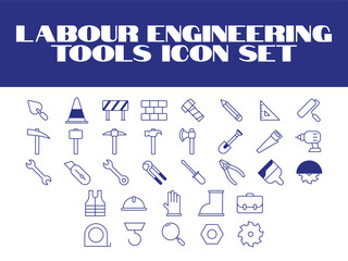 Labour day icon set. Labor Tools Icon Vector graphic illustration. Line Icons set of Engineering tools