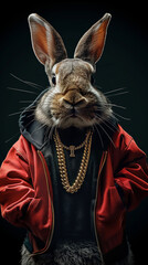 Stylized Rabbit with Hip Hop Attire Portrait.