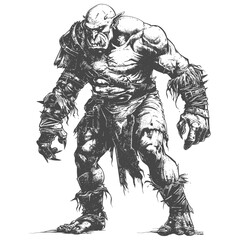 orc full body images using Old engraving style