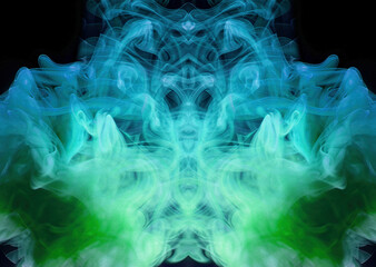 Creative abstract blue background, smoke of the joss stick.
