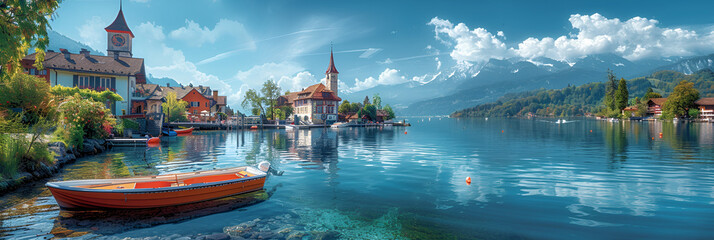 Switzerland Thurgau Romanshorn Boats Moored in Marina,
Mountain lake sunrise landscape peaceful fantasy wallpaper
