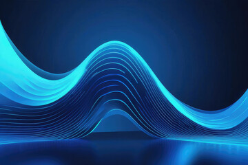 Abstract wave, sweeping across a futuristic background, interplay of electric blue light, digital effect giving life to corporate concept, nature inspired, flowing lines, interconnectedness - obrazy, fototapety, plakaty