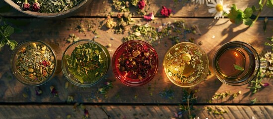 A tea-related concept or innovative idea featuring herbal or green tea as the focal point,...