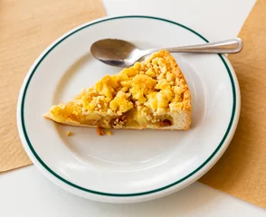 Gordijnen National European dessert is an apple pie made from white bread, eggs and fresh apples © JackF