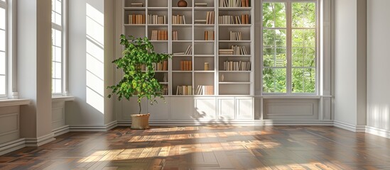 Empty room with a bookcase