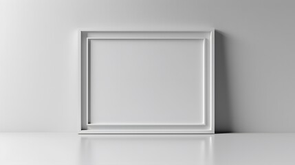 purity and simplicity of a white blank frame against a pristine white background, its minimalist...