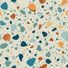 Terrazzo flooring vector seamless pattern. Italian terrazzo mosaic texture. Terrazzo seamless print tile. Concrete, granite, cement terrazo template. Terrazzo Floor material. Particles pebble, glass.
