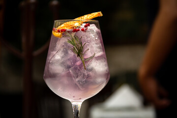 Ginebra gin en copa de vidrio