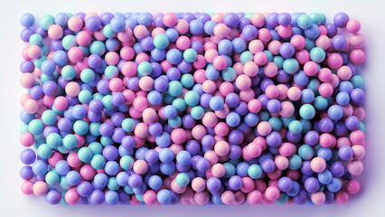 3d render, abstract background of assorted pink violet blue balls, pastel pills or dragee