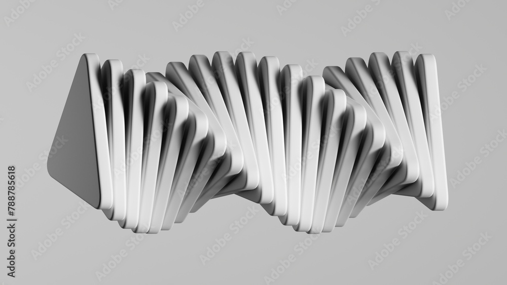 Aufkleber 3d render, abstract minimalist white background. group of simple objects. twisted column