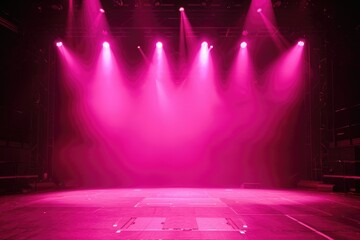 empty stage, bright light pink spotlights. start of the show. theater, concert hall --ar 3:2 Job ID: 5d387fea-f28f-4267-978b-3690b77a1402