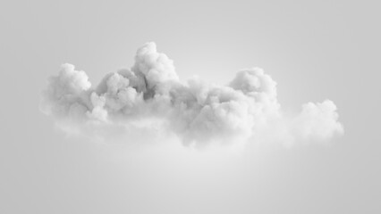 3d rendering, abstract background. Stormy cumulus. Fluffy cloud isolated on white background. Minimal wallpaper