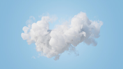 3d render, abstract white cloud isolated on blue background, floating mystic vapor, futuristic minimalist wallpaper