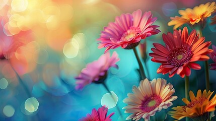 Vibrant flowers against a colorful backdrop