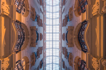Symmetrical architectural view of Passage Lodares in Albacete
