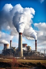 Fototapeta na wymiar industrial plant high chimneys smoke Generative AI