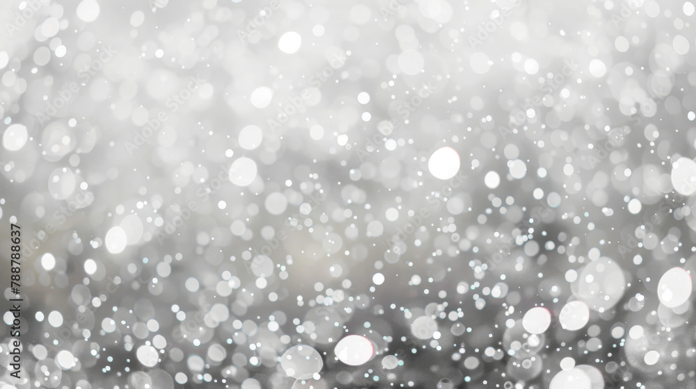 Wall mural abstract silver bokeh background with shimmering light particles for festive backdrop