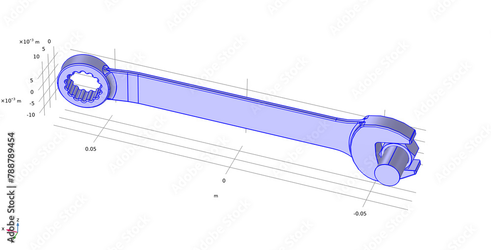 Aufkleber investigation of properties of the wrench and bolt model. 3d modeling and analysis using computer ai