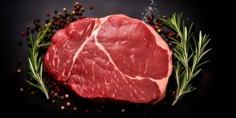 raw steak with herbs Generative AI