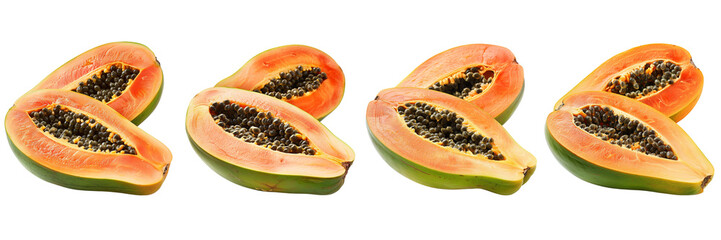  Set of A seasoned Papaya on a ,transparent background