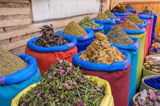Vibrant Moroccan Spice Market Display