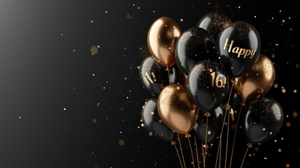 Happy birthday, happy 16: cheerful text celebrating the joyous occasion of turning sixteen, a milestone filled with happiness and excitement