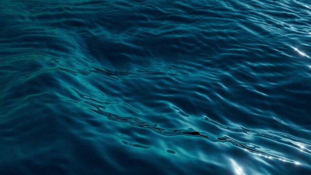 3d looping animation. Abstract background of wavy water texture. Blue ocean surface live image. Calm sea motion