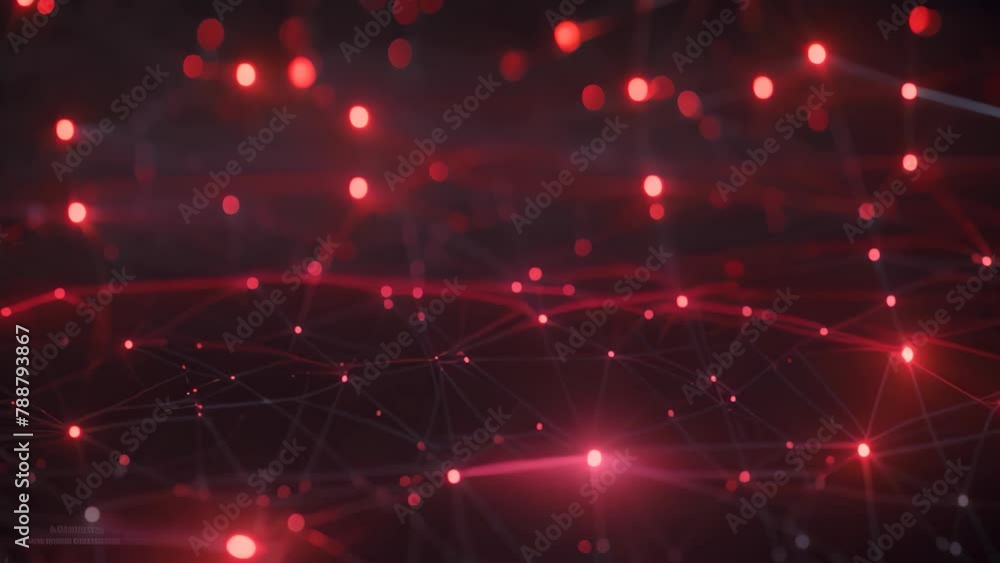 Poster A mesmerizing network of brightly illuminated lights against a dark backdrop, creating a visually captivating scene, Minimalistic visualization of data transmission through a network