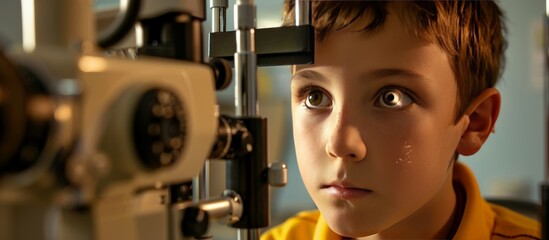 child at the eye doctor or ophthalmology office