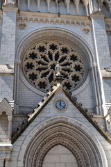 Roman Catholic Basilica of Notre Dame de Nice (Basilique de Notre-Dame-de-l'Assomption de Nice, 1864 -1868) on the Avenue Jean Medecin in the center of Nice. Nice, France. - 788795449