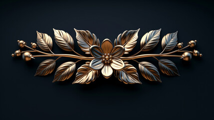 Vector set of gold decorative horizontal floral elements