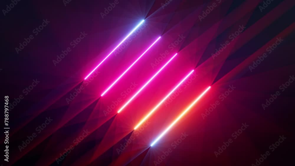 Canvas Prints looped 3d animation of a spinning glowing neon lines with beams of light and lens flare