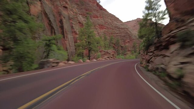 Driving Plate Zion National Park Mt Carmel Highway Southbound Multicam Set 19 Front View Utah Southwest USA
