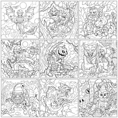 set of mythological monsters, coloring book - 788797800