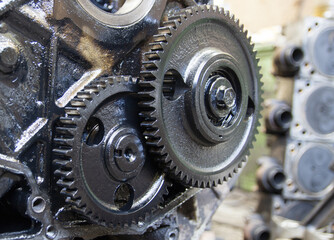 Part of the mechanism of the car engine, repair of the diesel engine of the car