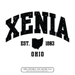 Xenia text effect vector. Editable college t-shirt design printable text effect vector