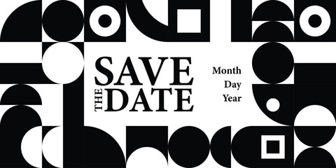 Save the date banner with geometric shapes . Can be used for business, marketing and advertising. logo graphic design of event summit made for Technology and upcoming events.