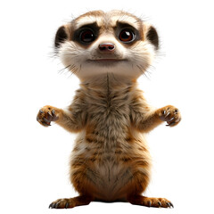 A 3D animated cartoon render of a fearless meerkat in action. - obrazy, fototapety, plakaty
