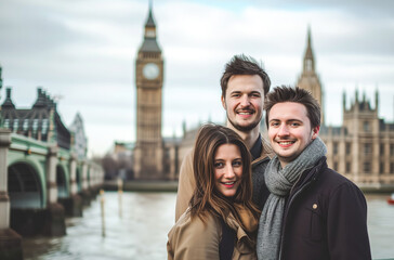 Group of young turists in London