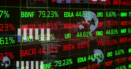 Stock market numbers and percentages are displaying on electronic boards - 788804671