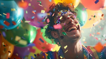 happy man celebrating smiling at a party