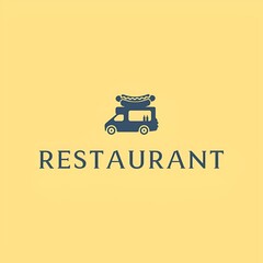Food truck as a restaurant logo on a yellow backdrop