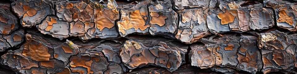 The texture of the bark of an old tree. The background.